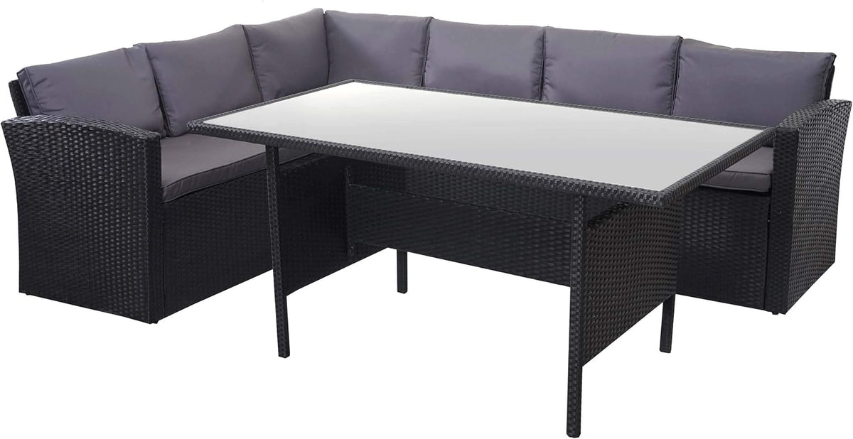 Mendler, Poduszki, HWC-A29, 74 x 167,5 x 242 cm, 100 kg, Czarny/Szary, polirattan
