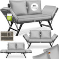 KESSER, Sofa, 4 W, 176 x 81 x 50 cm, Szary/Biały, polirattan, regulowane podłokietniki, odporność na warunki atmosferyczne, ochrona UV
