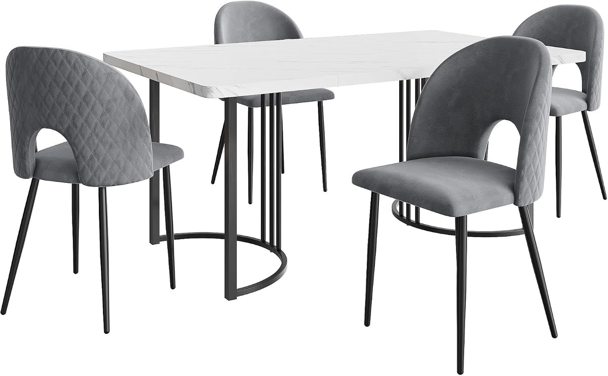 Zestaw mebli do jadalni, 140 x 80 cm, Szary/Biały, MDF