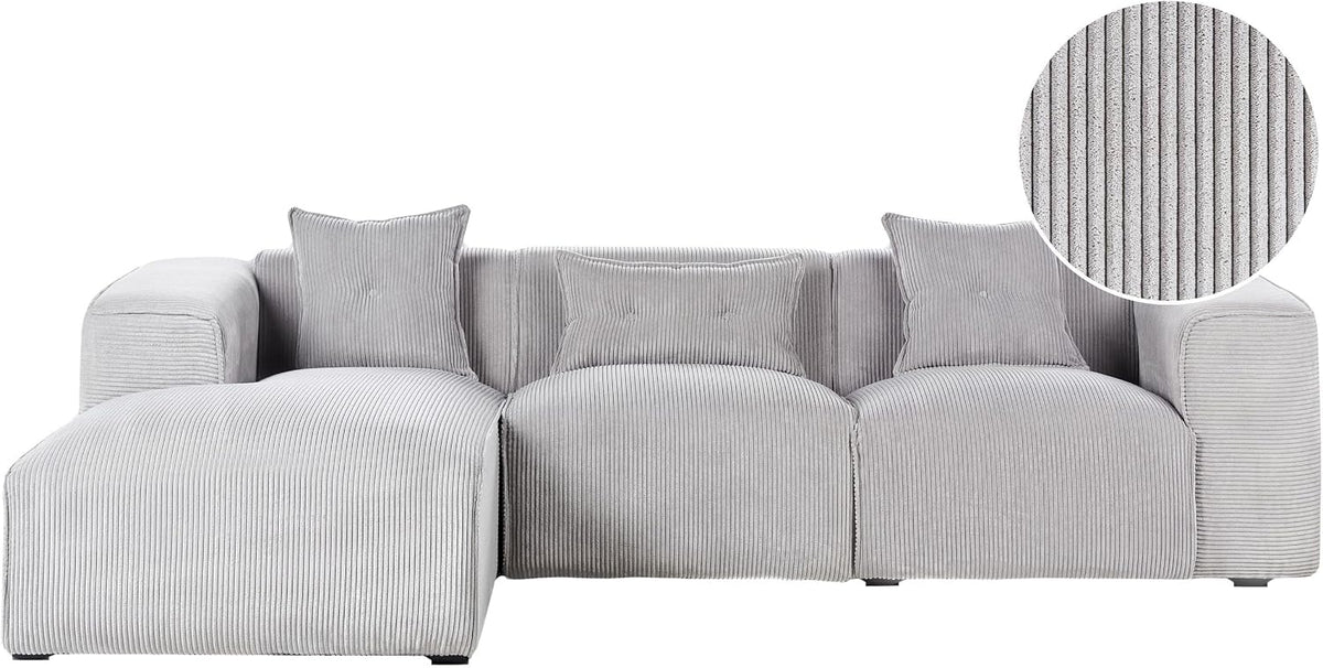 Sofa, Beliani, 235x65 cm, Szary, sztruks, 3-osobowy