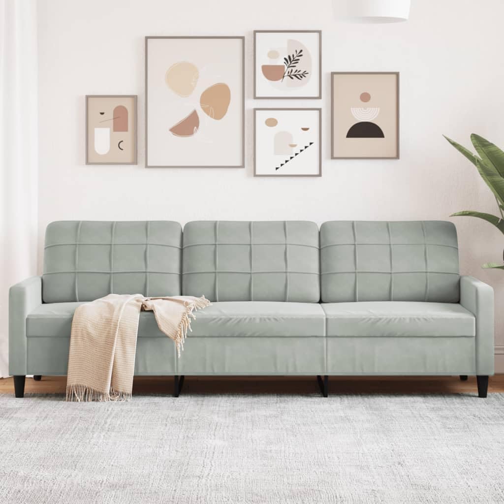 Sofa, FWIKDUN, 210 cm, Szary, aksamit, 3-osobowa