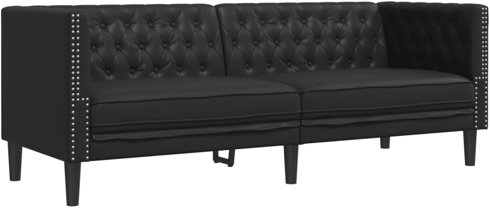 Sofa, vidaXL, 194 x 74,5 x 70,5 cm, Czarny, lite drewno, 3-osobowa
