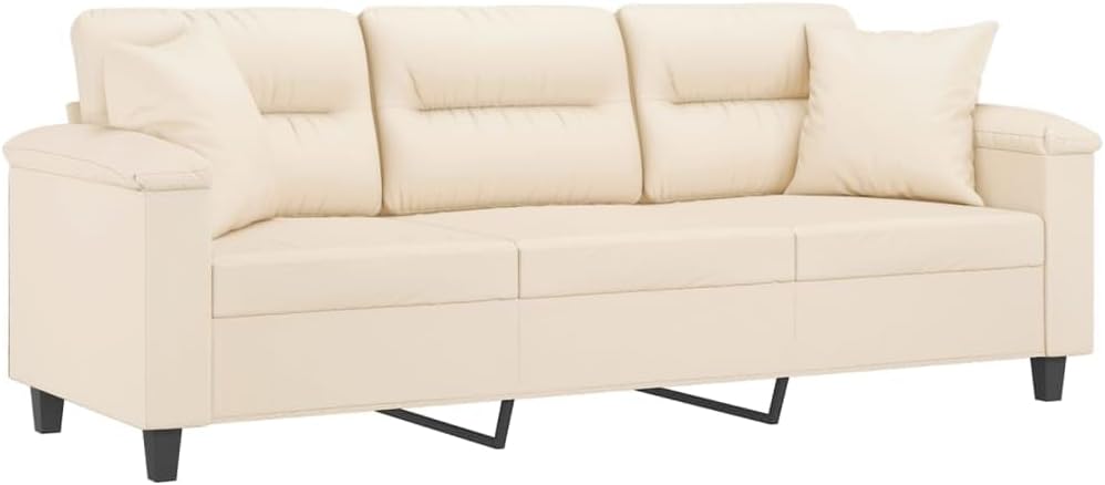 Sofa, vidaXL, 180 cm, Beżowy, metal, 3-osobowa