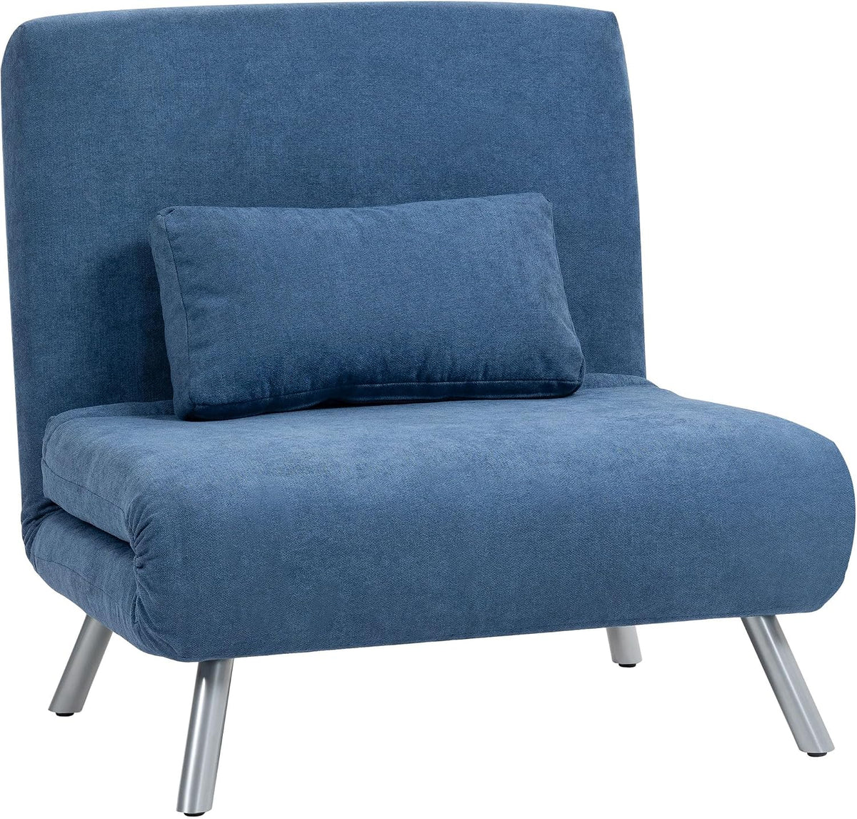 Sofa, HOMCOM, 3 W, 120 kg, 190 cm, Niebieski, metal, regulowane oparcie, składana konstrukcja, 3 w 1