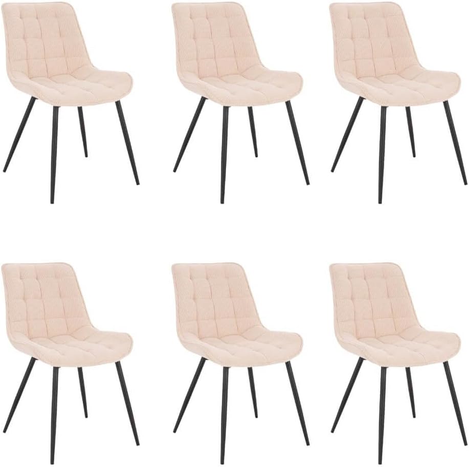 Home Deluxe, Zestaw 6 krzeseł do jadalni, 120 kg, 51,5 x 59 x 80 cm, Beżowy, sztruks