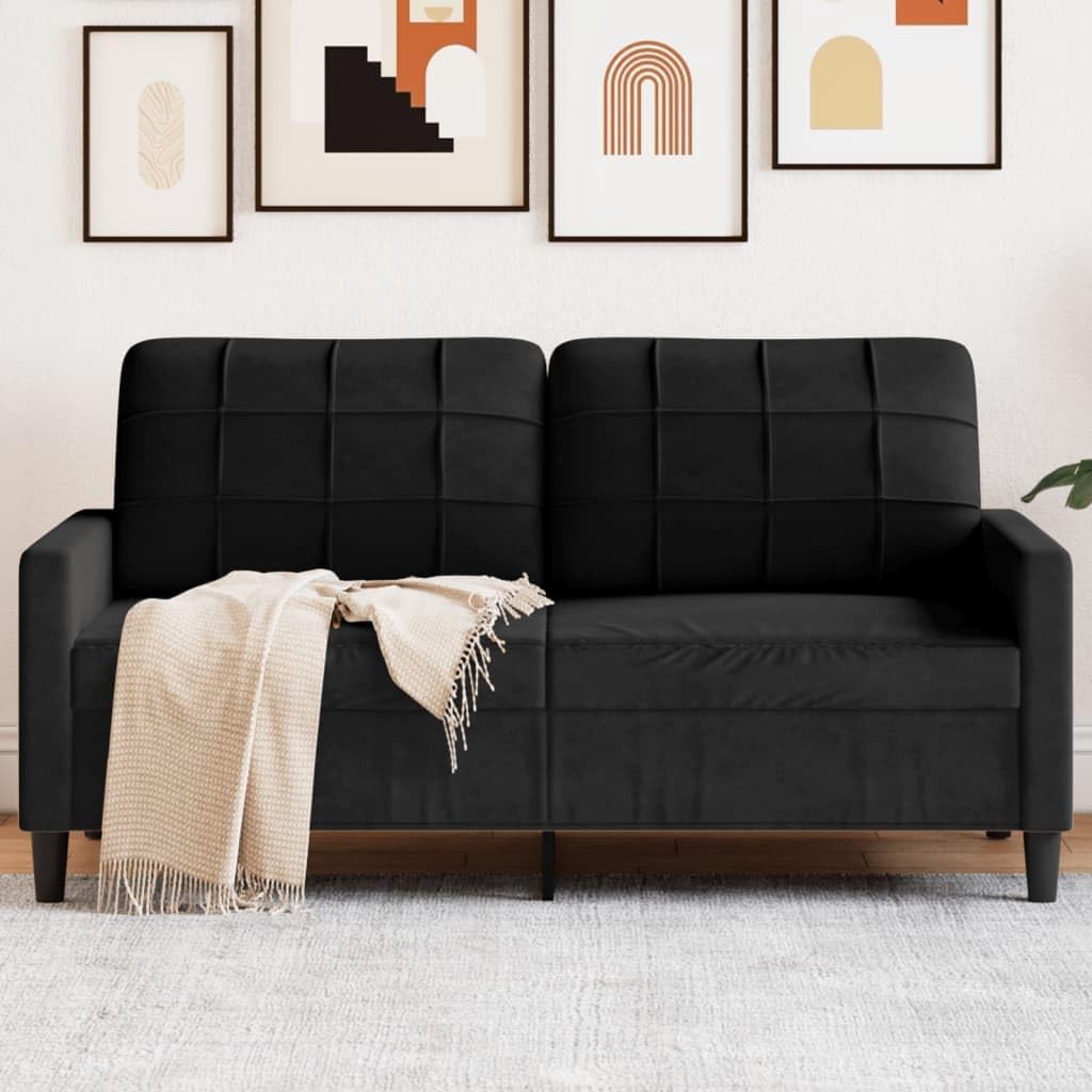 Tonture, Sofa, 140 cm, Czarny, aksamit, 2-osobowa