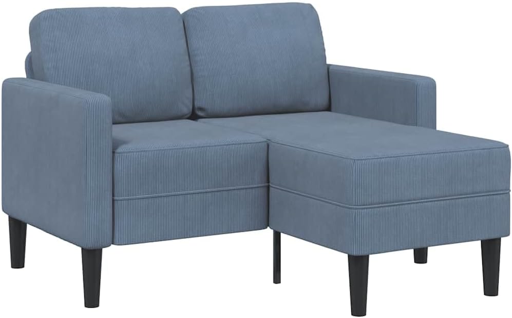Sofa narożna, KKgypkn, 125 x 118 x 85 cm, Niebieski, lite drewno, 2-osobowa
