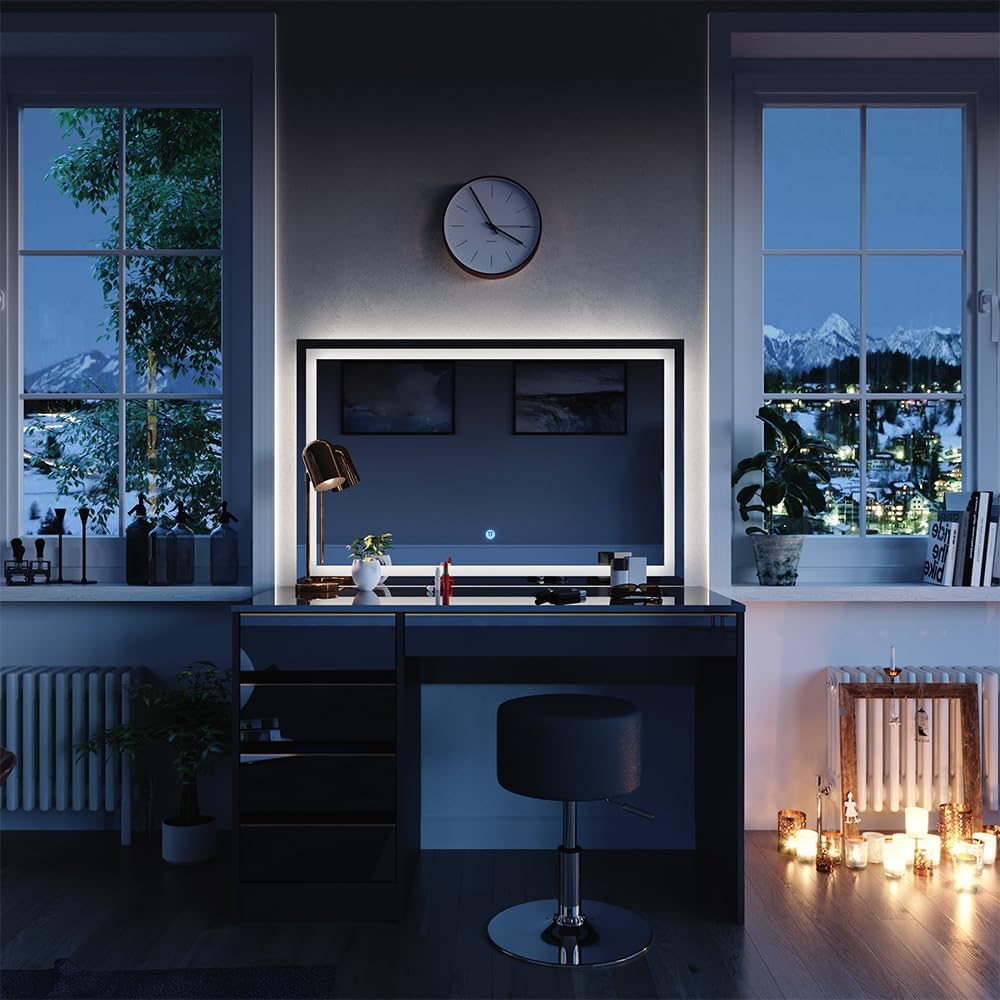 Vicco, Toaletki, 120 cm, 30,4 kg, Czarny/Złoty, płyta wiórowa, oświetlenie LED