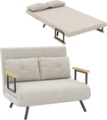 Sofa, HOMCOM, 183 x 98,5 cm, 4 W, 102 L, Beżowy, aksamit, 2-osobowa, funkcja spania, składana konstrukcja