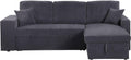 Sofa narożna, Habitat et Jardin, 233 x 146 x 86 cm, Szary, sztruks, 3-osobowa, miejsce do przechowywania, pilot zdalnego sterowania
