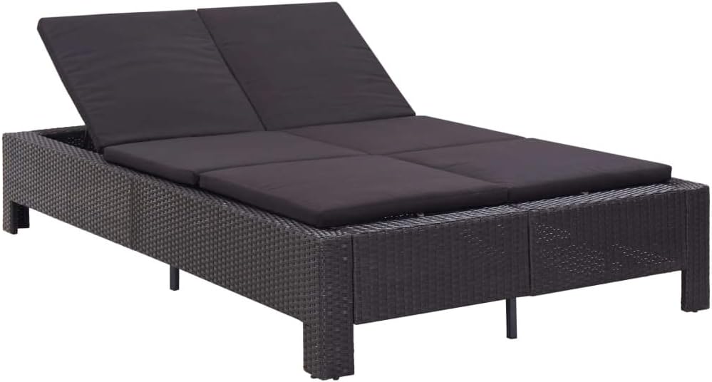Łóżeczko dziecięce, Tidyard, 220x130x35 cm, Czarny, polirattan, 2-osobowym, odporność na warunki atmosferyczne