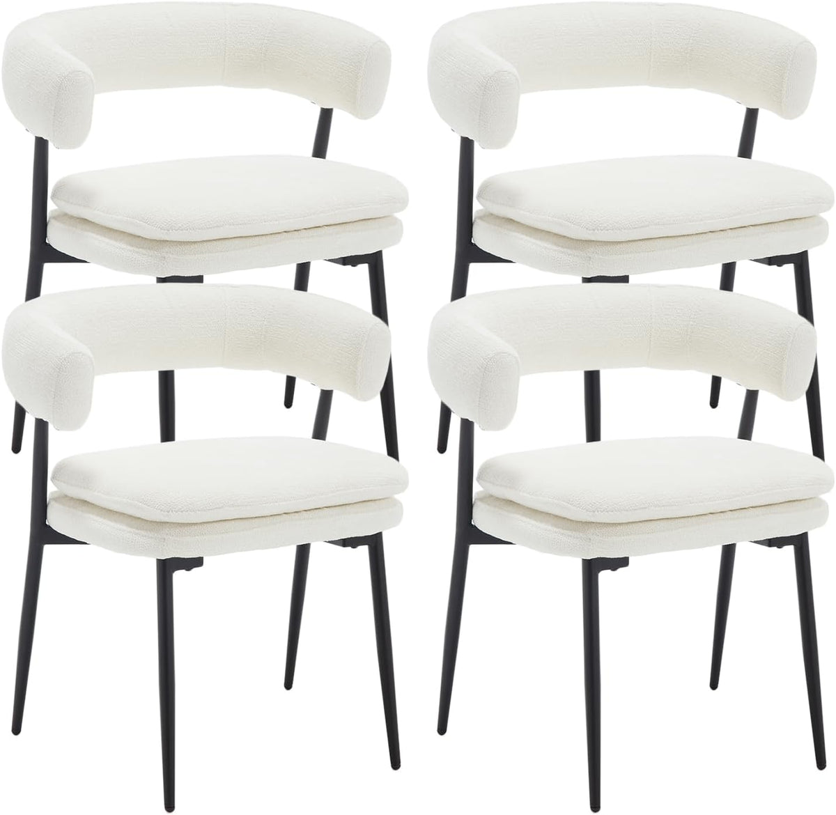 chairus, Zestaw 4 krzeseł do jadalni, Biały, metal