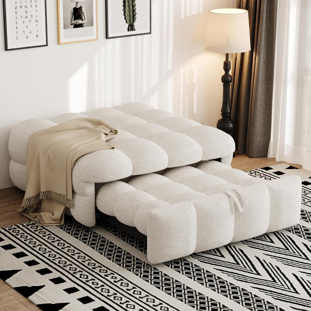 Sofa, Gelukueub, 2 W, 183 x 76 x 42 cm, Beżowy, MDF, 2 w 1