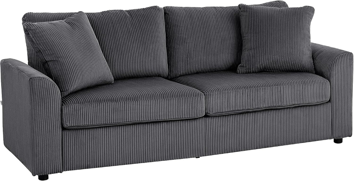 Sofa, HOMCOM, 212 x 80 x 88 cm, 450 kg, 88 W, Szary, sztruks, 3-osobowa