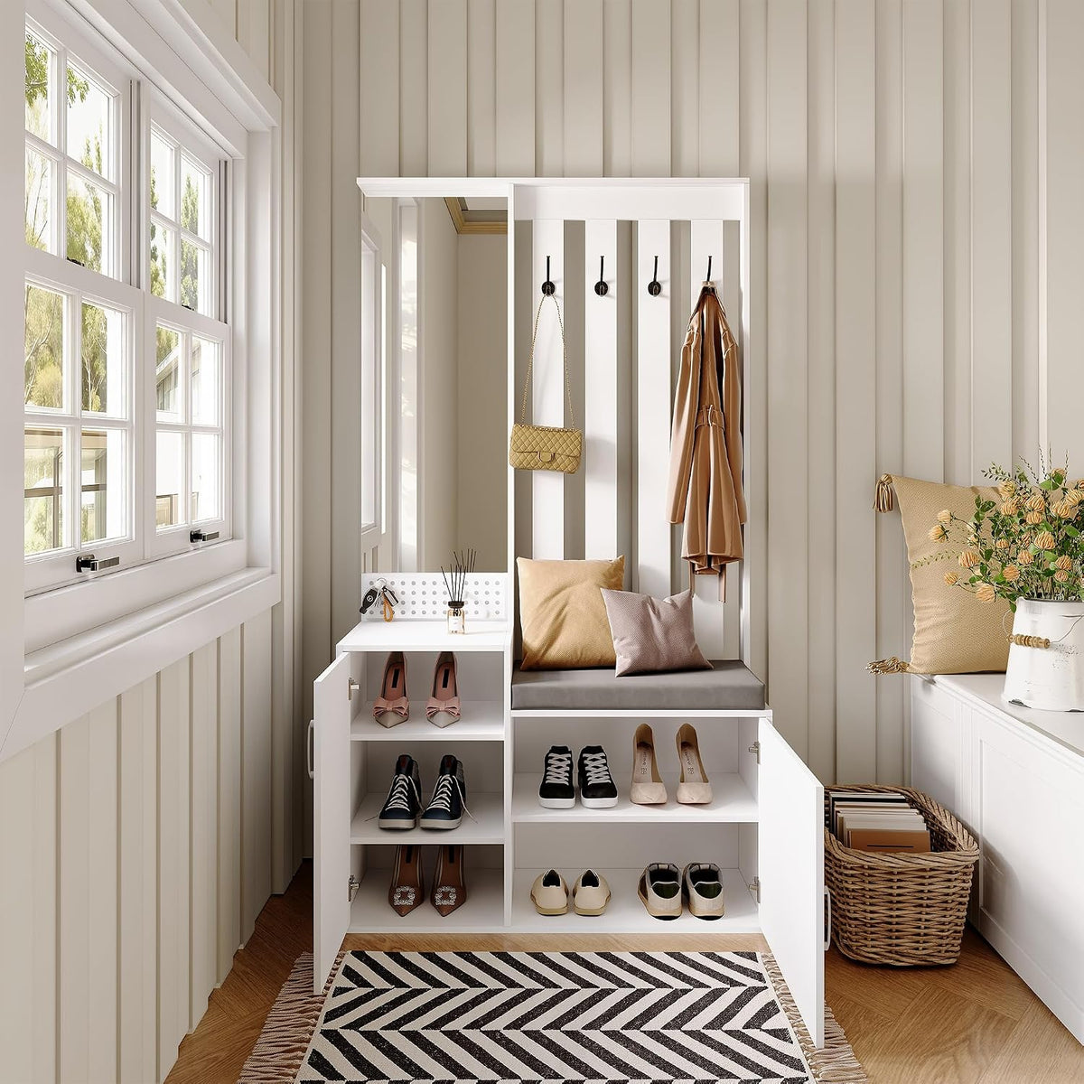 Zestawy mebli na korytarz, BestAlice, 100 x 40 x 180 cm, 3 W, Biały, MDF, 3 w 1