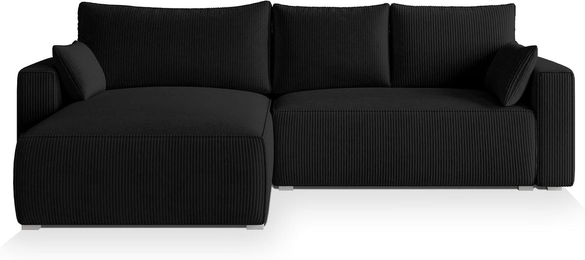 Sofa rozkładana, Masseno, 230x130 cm, Czarny, płyta wiórowa, funkcja spania, miejsce do przechowywania
