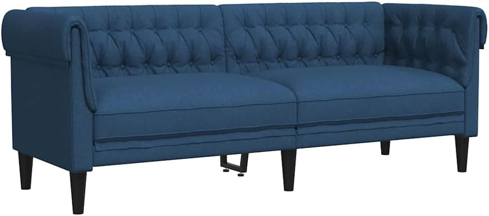 Sofa, vidaXL, 201,5 x 74,5 x 74,5 cm, Niebieski, stal nierdzewna, 3-osobowa