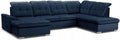 Sofa narożna, DomiMeble, 347 x 230 x 108 cm, Niebieski/Czarny, funkcja spania