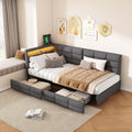 WSOFZMO, Sofa, 90 x 200 cm, Beżowy/Brązowy, metal, funkcja spania, miejsce do przechowywania, 2 szuflad, oświetlenie LED, USB