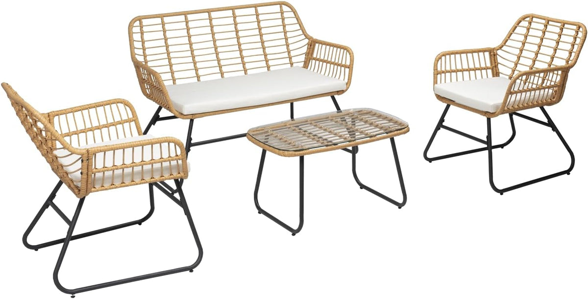 Happy Garden, Sofa, 81 cm, Szary, polirattan, odporność na warunki atmosferyczne, ochrona UV