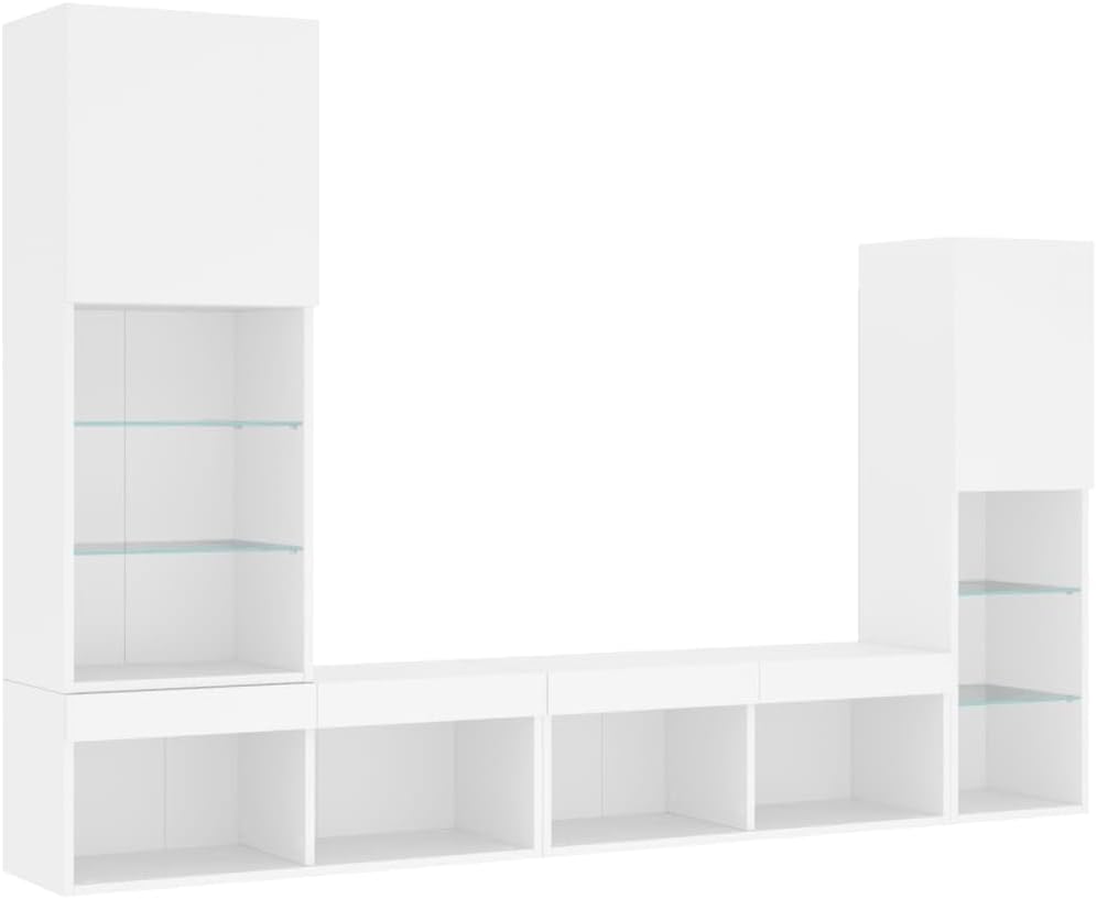 Meble RTV, vidaXL, 30,5 x 30 x 102 cm, Biały, materiał drewnopochodny, miejsce do przechowywania, oświetlenie LED