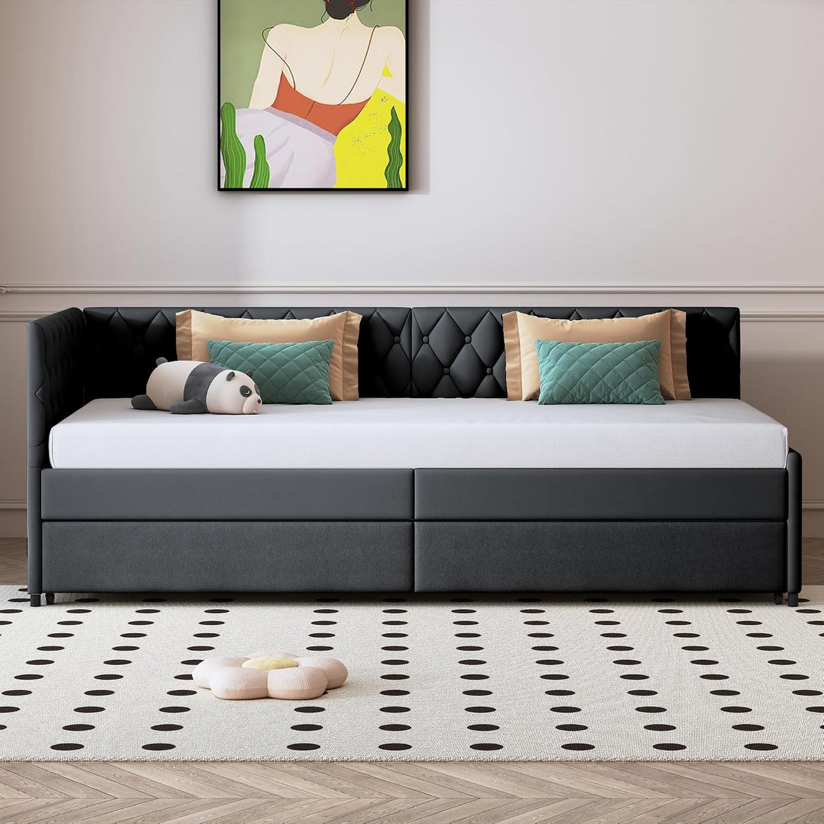 Sofa rozkładana, Fofetbfo, 90 x 200 cm, Szary, MDF, 2-osobowa