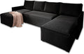 Sofa rozkładana, Masseno, 130x200 cm, Czarny, płyta wiórowa, funkcja spania, miejsce do przechowywania