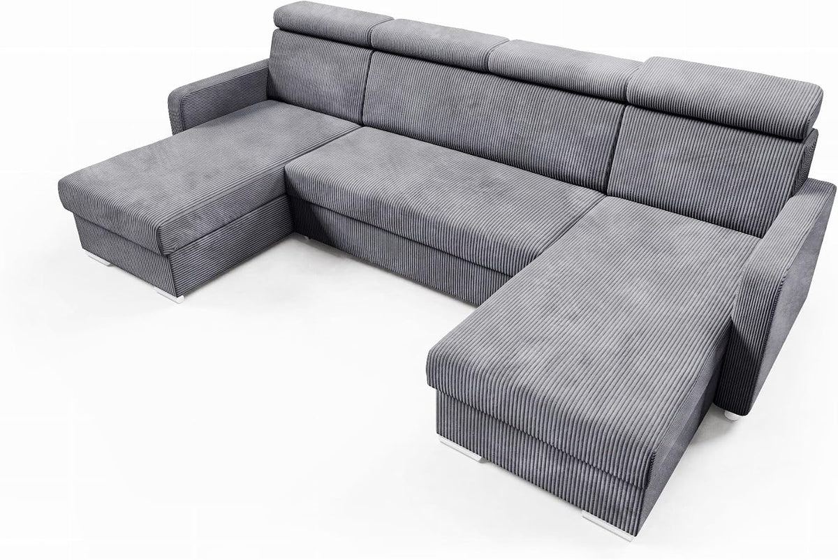 LIKMA, Sofa, 254x125 cm, Szary, sztruks, funkcja spania