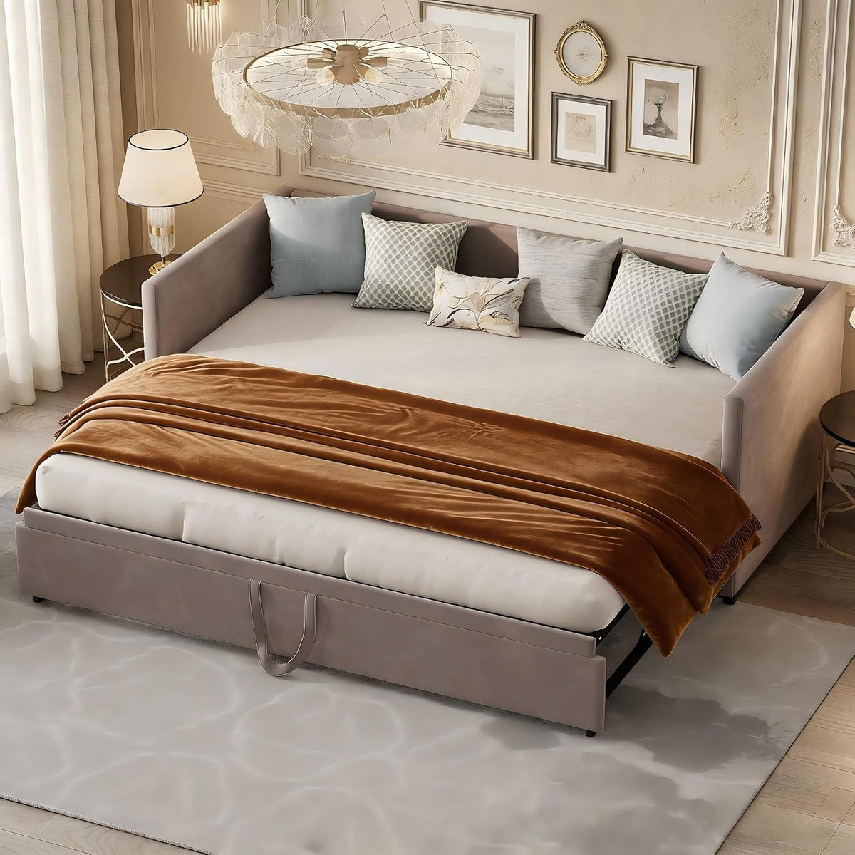 Sofa, DAHUEN, 180 x 200 cm, Szary, MDF, 2-osobowa, funkcja spania