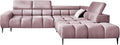 DomiMeble, Sofa narożna, 300 x 216 x 99 cm, Czerwony/Szary, metal, funkcja spania, regulowane oparcie