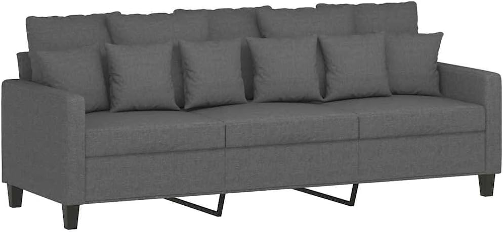 Sofa, vidaXL, 180 cm, Szary, metal, 3-osobowa