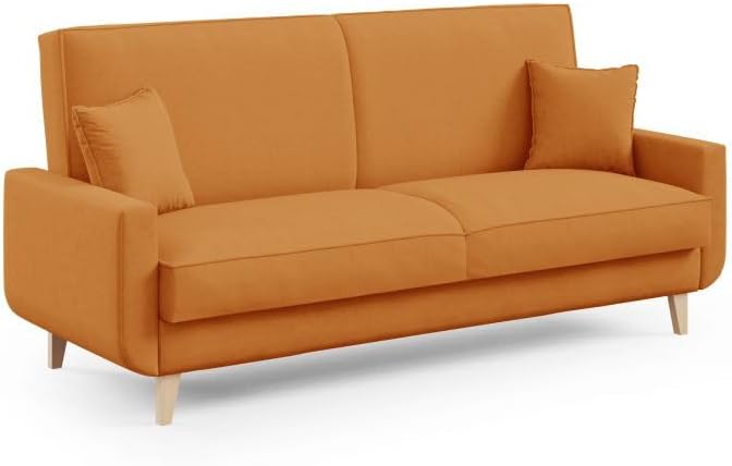 Sofa, LIKMA, 211x95x90 cm, Pomarańczowy/Brązowy, funkcja spania