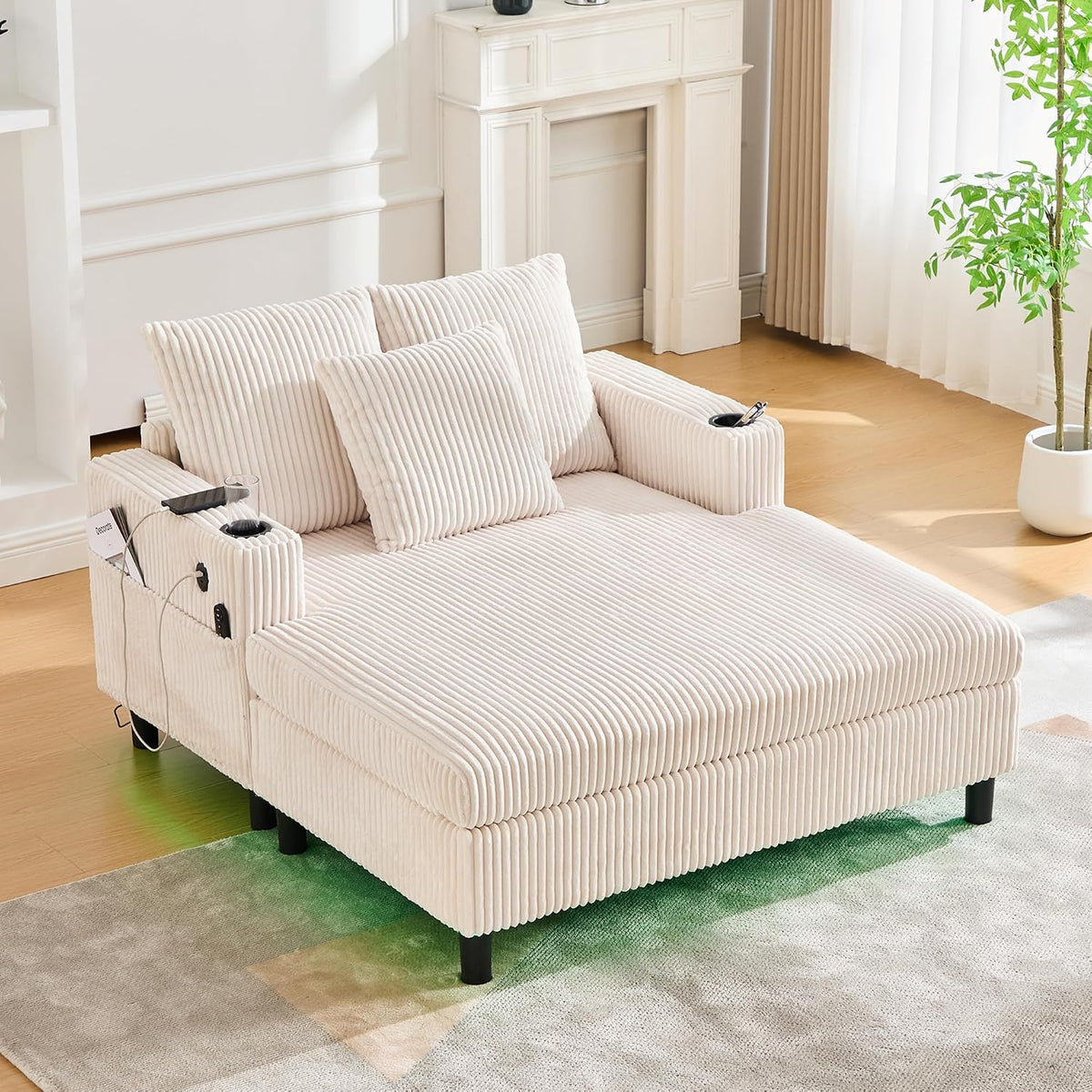 Sofa, Arhatreya, Beżowy, funkcja spania, oświetlenie LED, USB