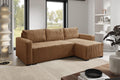 LIKMA, Sofa narożna, 232x96x145 cm, Brązowy/Szary, sztruks, funkcja spania