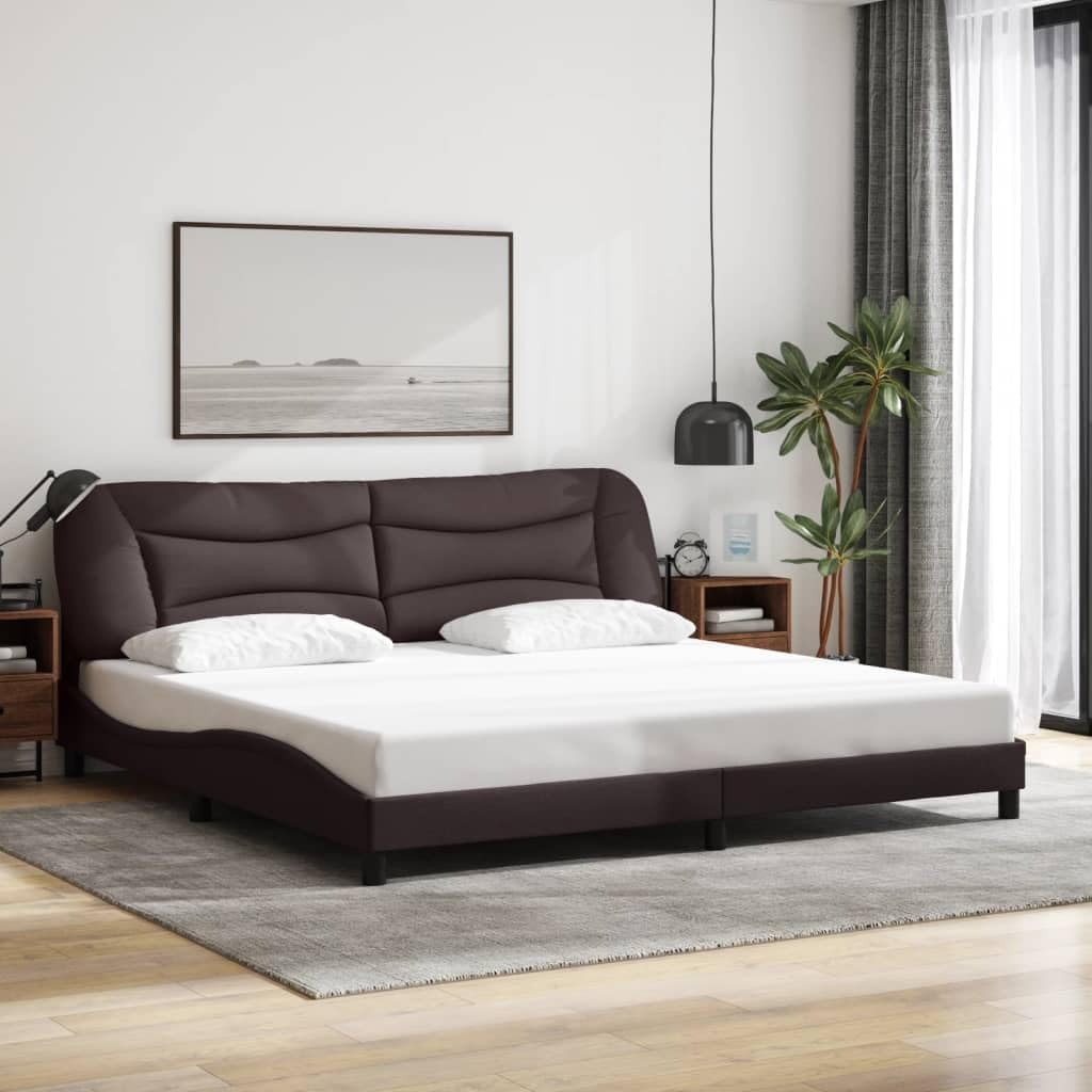 Tonture, Rama łóżka, 200 x 200 cm, Brązowy, lite drewno, oświetlenie LED