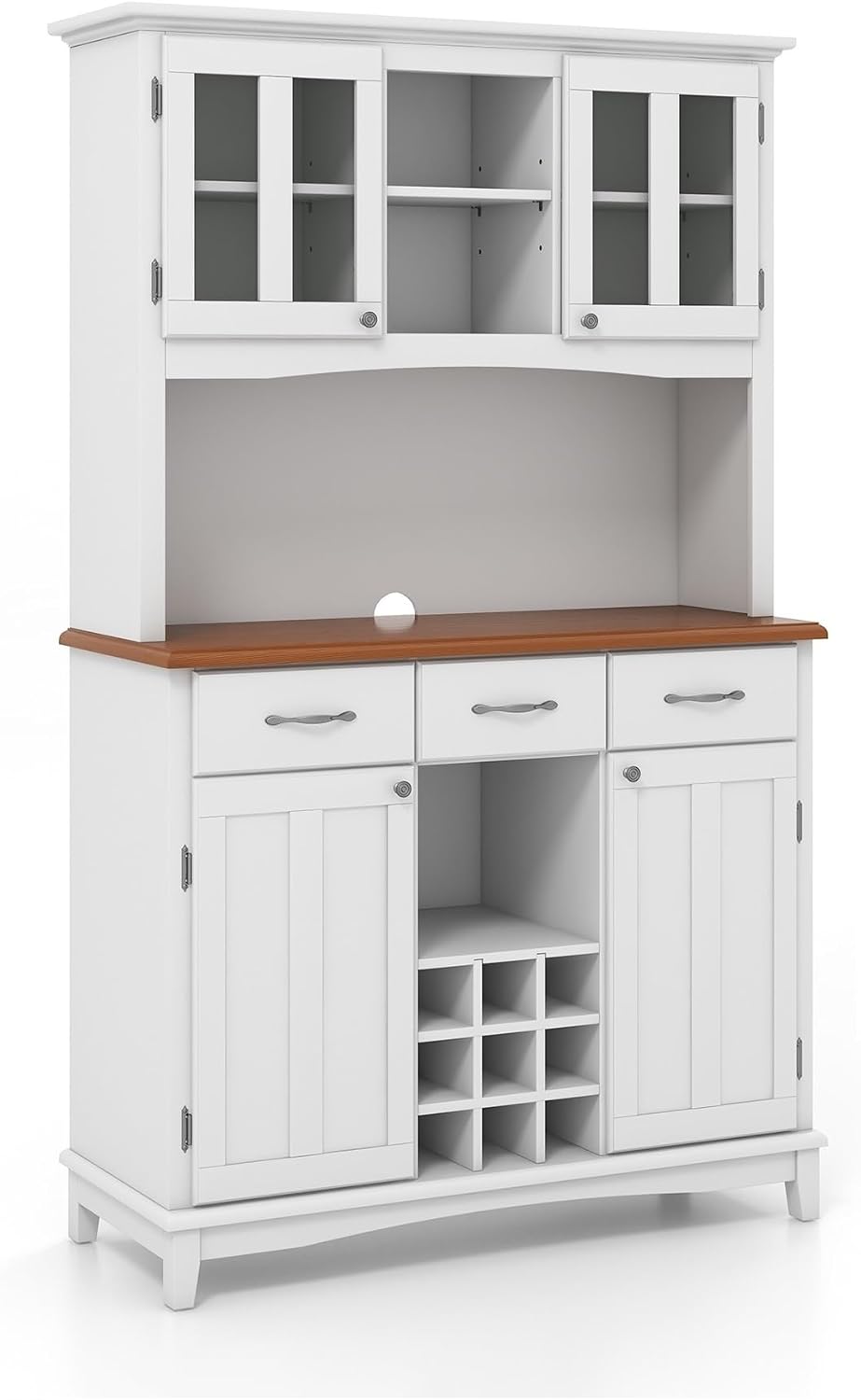 Komoda, GIANTEX, 112 x 43 x 184,5 cm, Szary/Biały, MDF, 3 szuflad