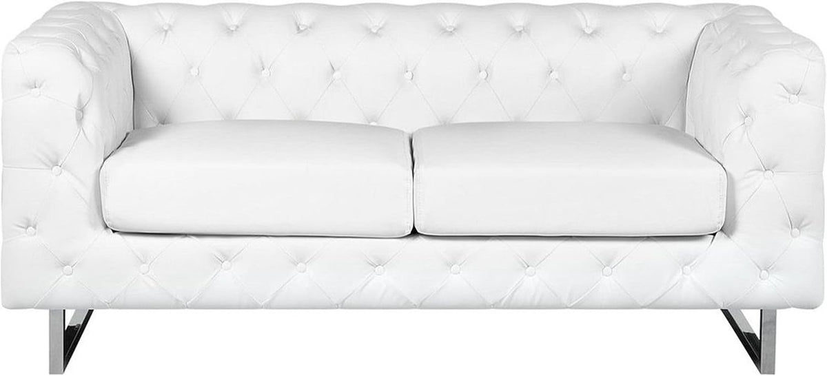 Sofa, Beliani, 128x60 cm, Biały, stal nierdzewna, 2-osobowa