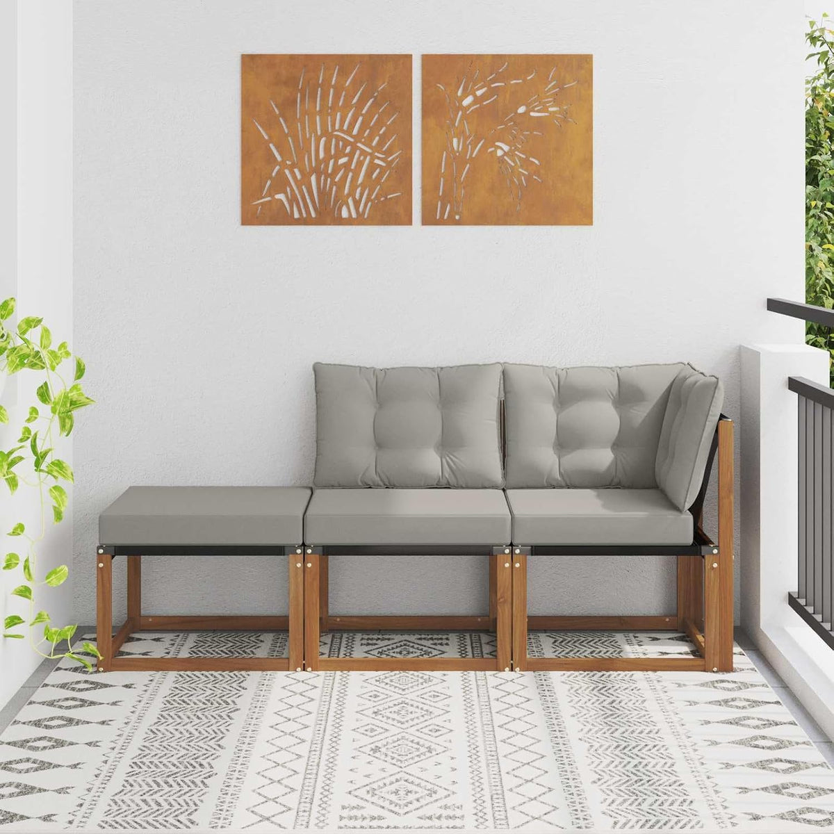 Sofy, zylophax, 181,5 x 63 x 73 cm, 110 kg, Szary, lite drewno, modułowa konstrukcja, odporność na warunki atmosferyczne