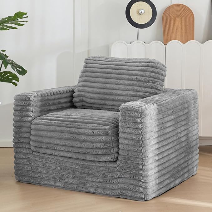 Frcychri, Sofa narożna, 2 W, 12 cali, Szary, aksamit, składana konstrukcja, 2 w 1